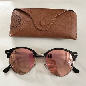 Ray-Ban Clubround Pink Mirrored Sunglasses